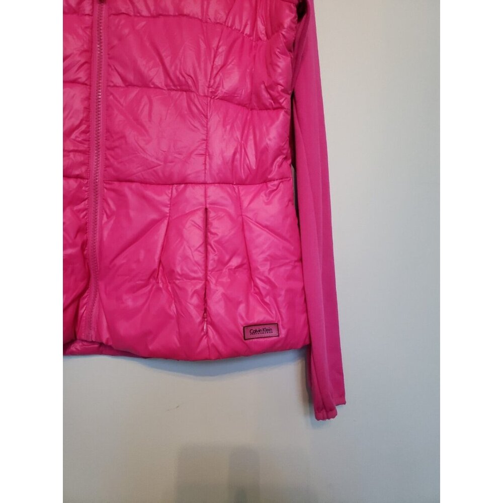 Calvin Klein Womens M Performance Puffer Jacket Hot Pink Full Zip Activewear - Picture 3 of 6